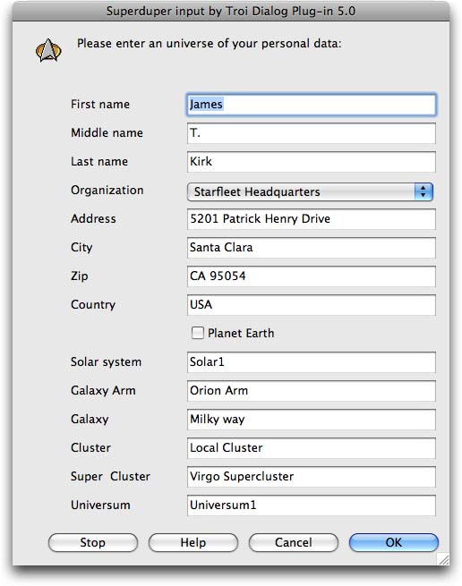 up to 15 input dialog for FileMaker Pro 9