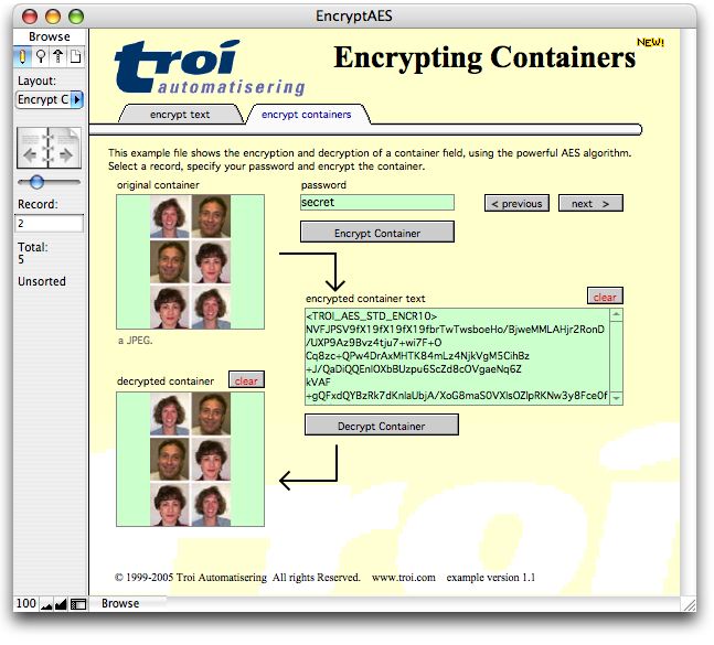 Encrypt Containers with Troi Encryptor Plug-ins for FileMaker Pro