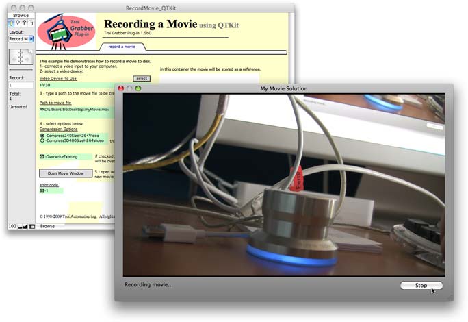 Grabber Window for recording movies directly from FileMaker Pro 12